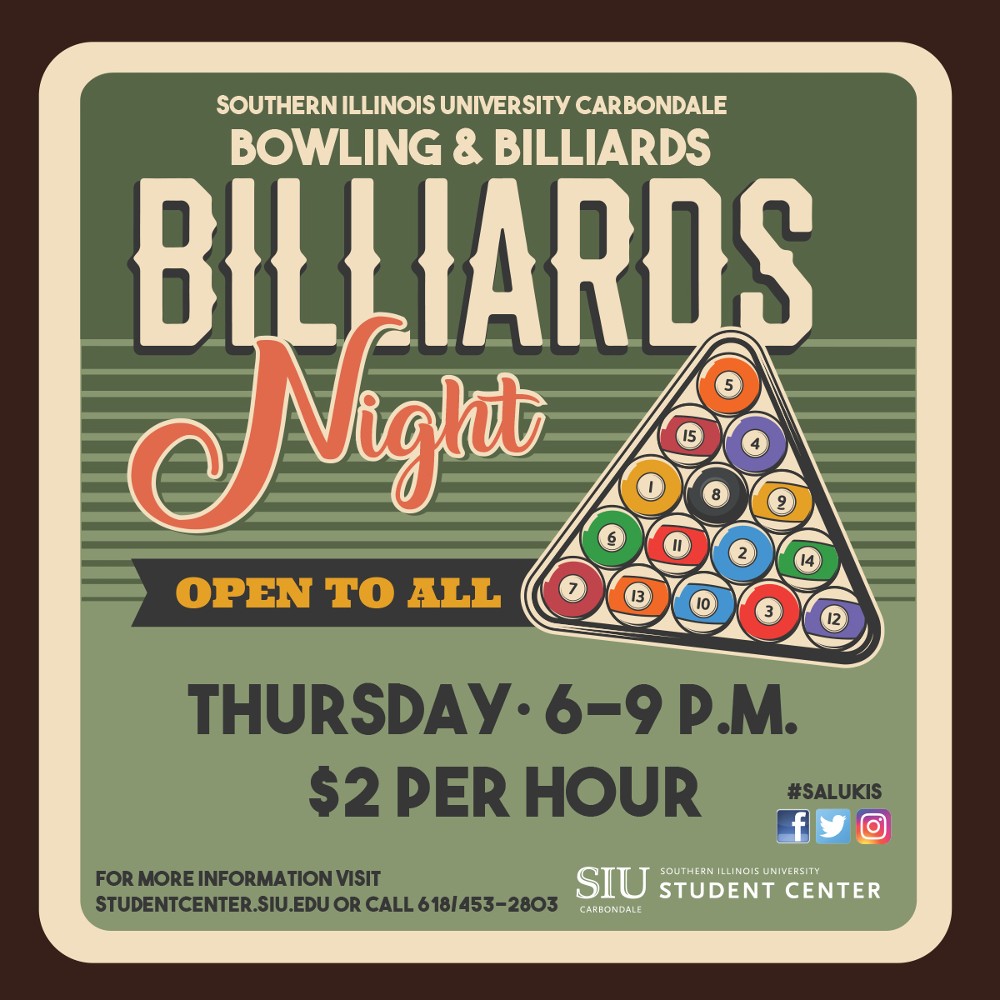 Billiards Night - Open to all. Thursday 6 - 9pm $2 per hour.