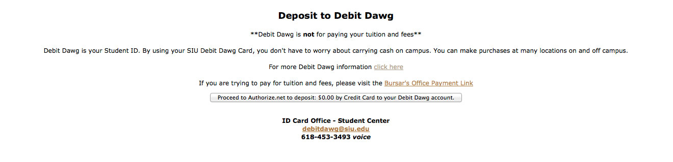 Debit Dawg Deposit Page